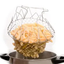 1pcs Foldable Steam Rinse Strain Fry French Chef Basket Magic Basket Mesh Basket Strainer Net Kitchen Cooking Tool Drop Shipping