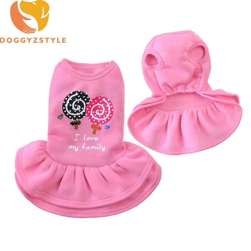 

New Autumn Pet Dog Dress Fleece Warm Cute Lollipop Tutu Skirt Red Pink Soft Puppy Coat Teddy Chihuahua Apparels XS-XL