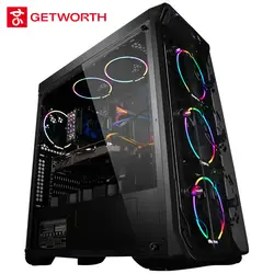 GETWORTH R31 жидкостного охлаждения компьютера Intel I7 Desktop I7 8700 К GTX1060 6 ГБ WD 240 г SSD 8G RAM Win10 5 светодио дный поклонников водяного охлаждения ПК