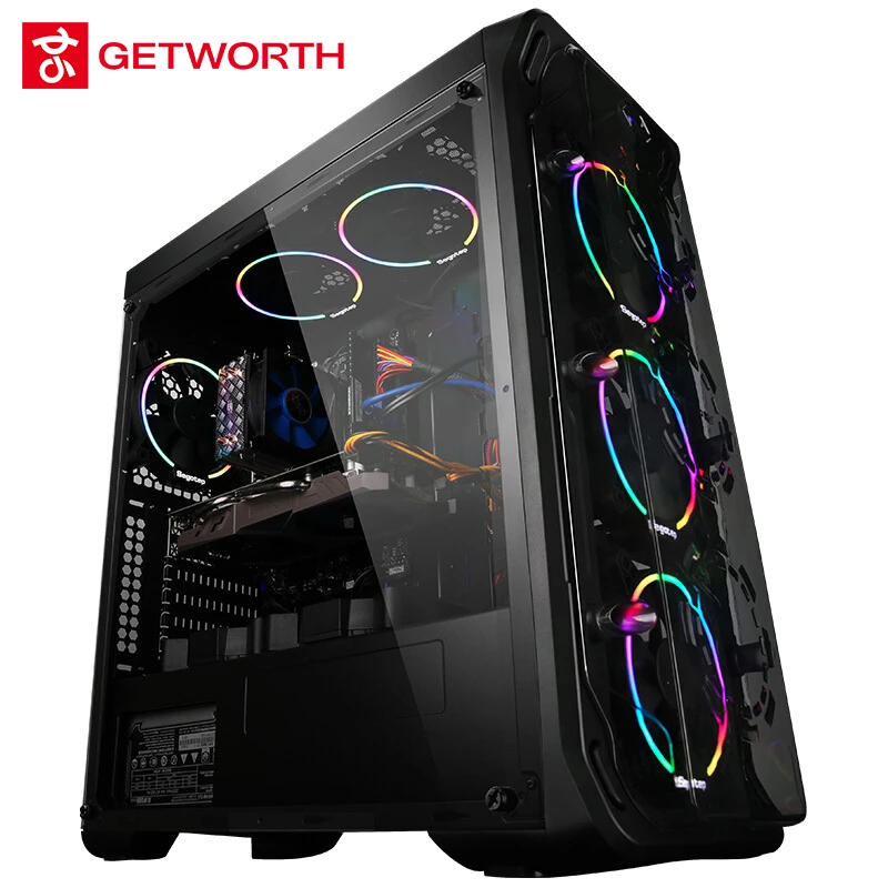  GETWORTH R31 Liquid Cooling Computer Intel I7 Desktop I7 8700K GTX1060 6GB WD 240G SSD 8G RAM Win10