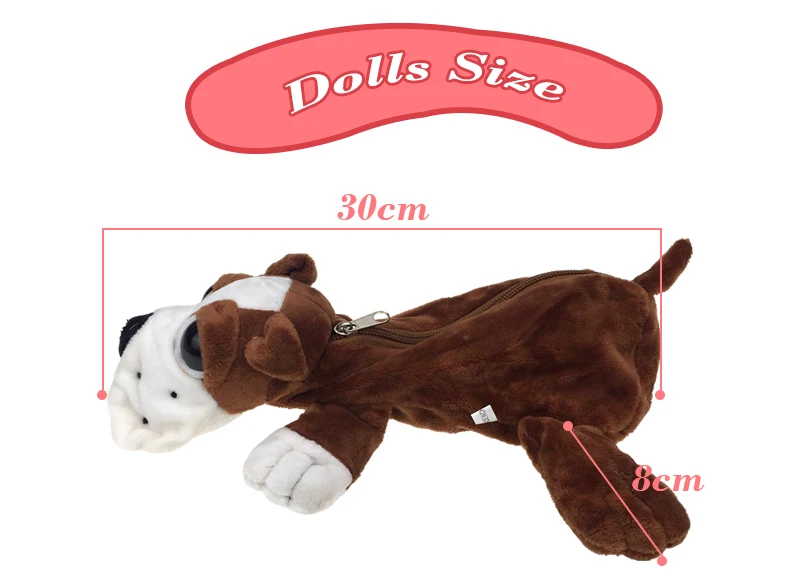 Pencil Pen Bag Cute Animal Plush Stuffed Case Toys Pug Dog Puppy Frog Monkey Cover Big Eyes Dolls School Office Pouch Kid Gifts _01