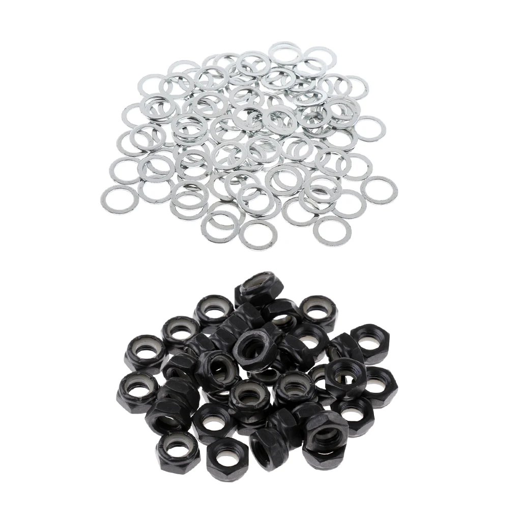 40pcs Mounting Nuts + 100pcs Washers for Skateboard Longboard Scooter Cruiser Accessories
