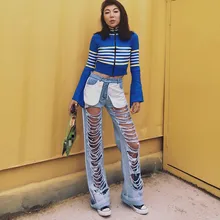 Бойфренд рваные карманы женские джинсы брюки классные винтажные прямой с высокой талией повседневные широкие брюки женские