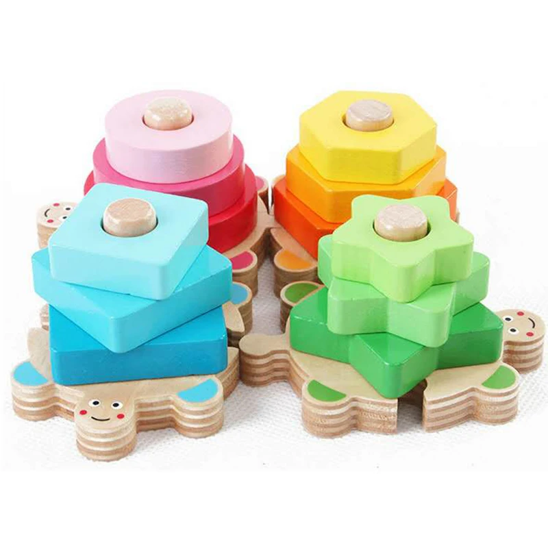 Preschool Colorful Wooden Toy Pairing Geometric Shape Cognition Match Baby Early Education