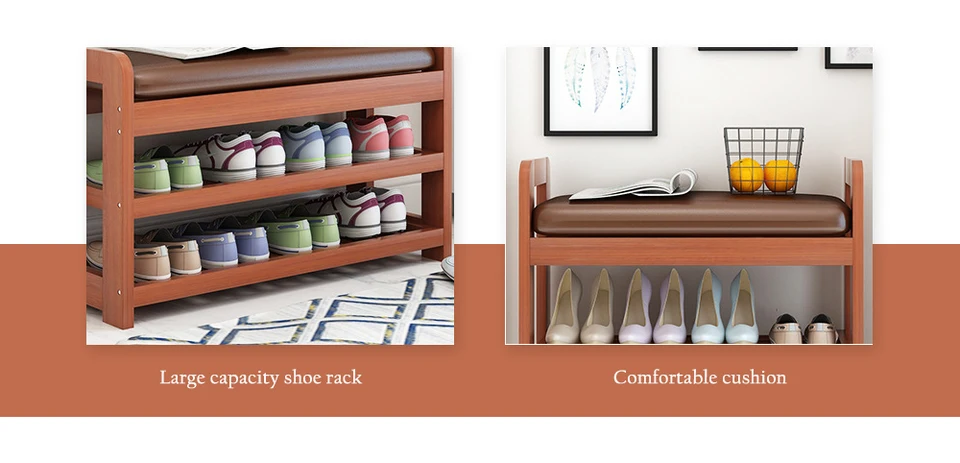 Multi Function Modern Shoes Storage Rack Stool With Padded Seat