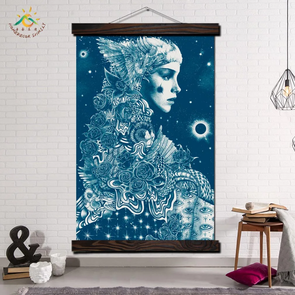 

Blue Art Woman Wall Art Canvas Prints Painting Frame Scroll Painting Hanging Poster Decorative Picture Art Print Wall Poster