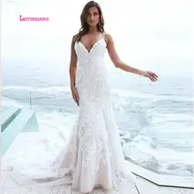 LEIYINXIANG роскошное платье невесты 2019 свадебное платье Vestido De Noiva Sereia халат сексуальный русалка BacklessElegant аппликации v-образный вырез