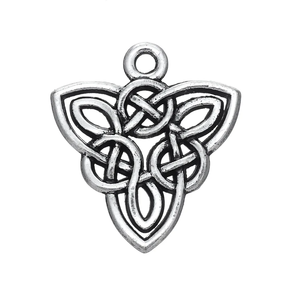 RAINXTAR Vintage Alloy Triangle Religious Knot Pendant Charms 19*22mm