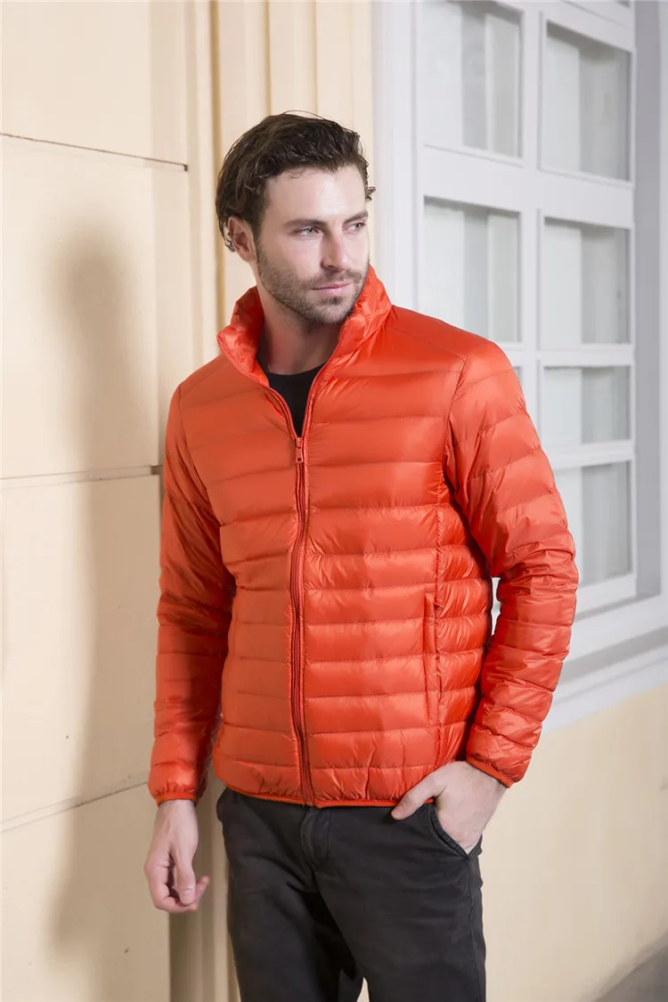 Men's Ultra Light Packable Down Jackets Hooded Slim Down Coats Man White Duck Down Padded Parkas Winter Puffer Jacket JK-634 puffer jacket with fur hood
