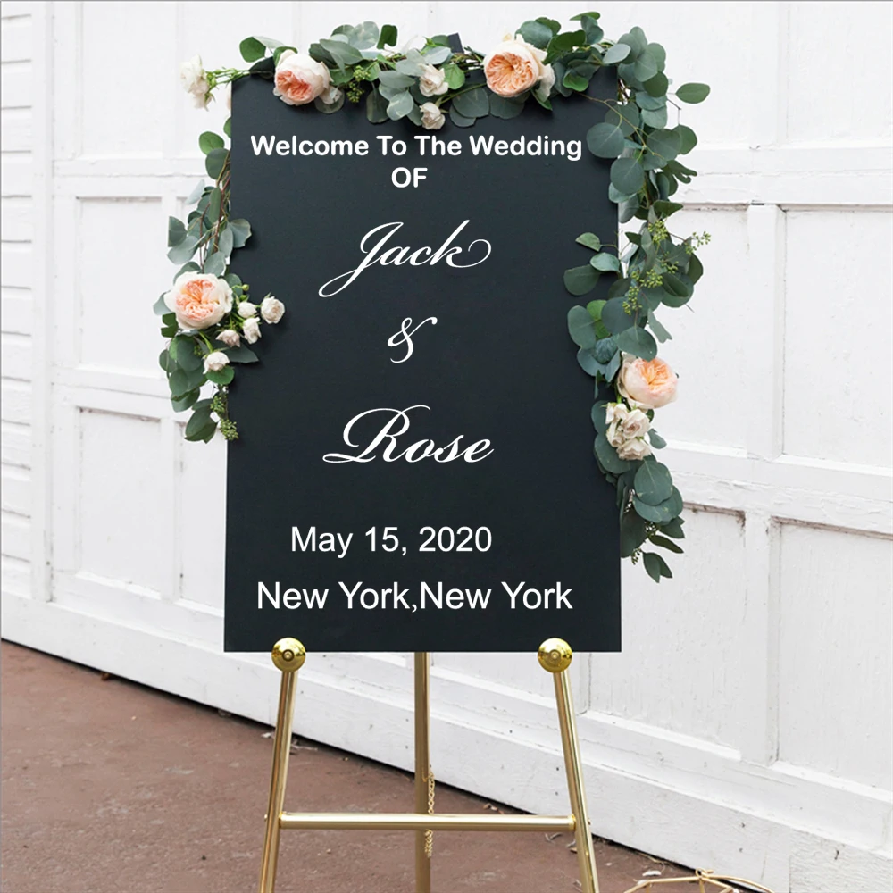 

Custom Name Wedding Decor Personalized Welcome Sign Wedding Reception Party Birthday Custom Vinyl Removable Waterproof sticker