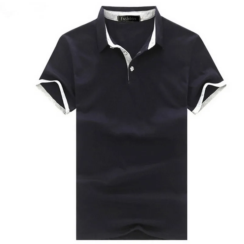 Летняя модная мужская рубашка поло с коротким рукавом с отложным воротником, брендовая одежда, одноцветное поло, рубашка поло для отдыха - Цвет: navy blue