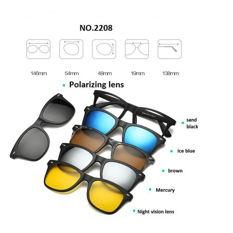 Ретро 5+ 1 поляризованные очки с зажимом для близорукости, оправа для очков для мужчин и женщин, набор из пяти магнитов, зеркало 0-1-1,5-2-2,5-3-3,5-4,0
