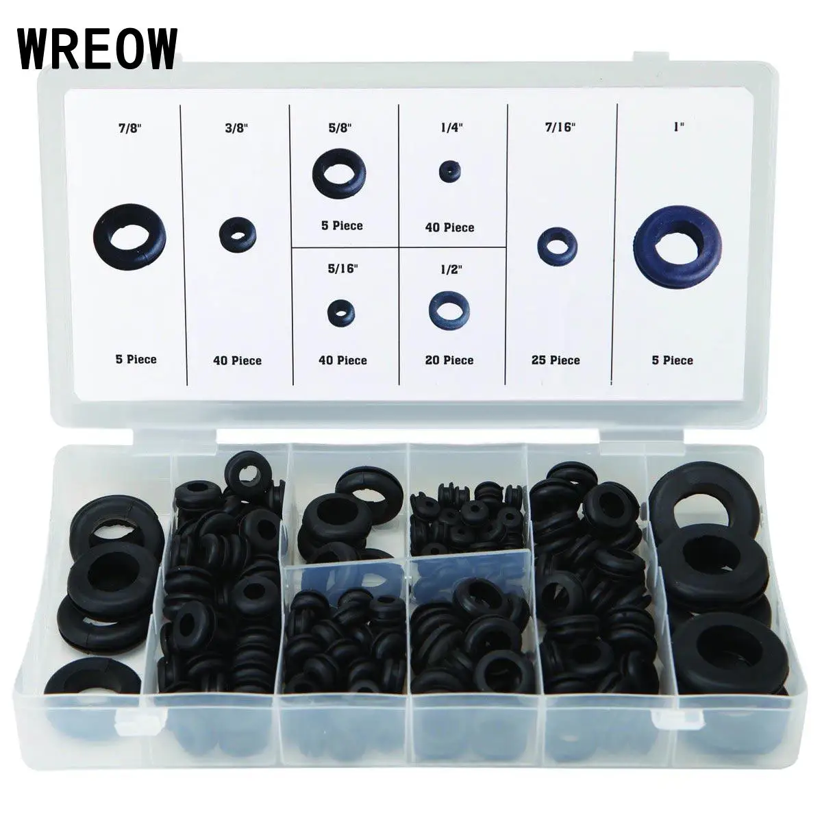 180pc Rubber Grommets Kit Plug Wire Ring Assortment Set Electrical