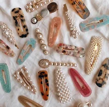 Miwens 2019 Newest Colorful Resin Pearl Metal Hair Clips Women Trendy Sequin Gorgeous Hairwear Barrettes Jewelry Girl Gifts A791