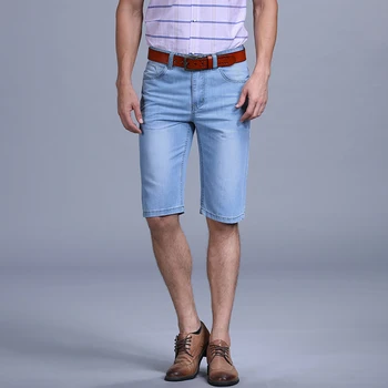 

Men Casual Light Weight Short Jeans Slim Knee Length Casual Business Shorts Jeans Stretch Cotton Thin Fabric Hot Sale (no Belt)