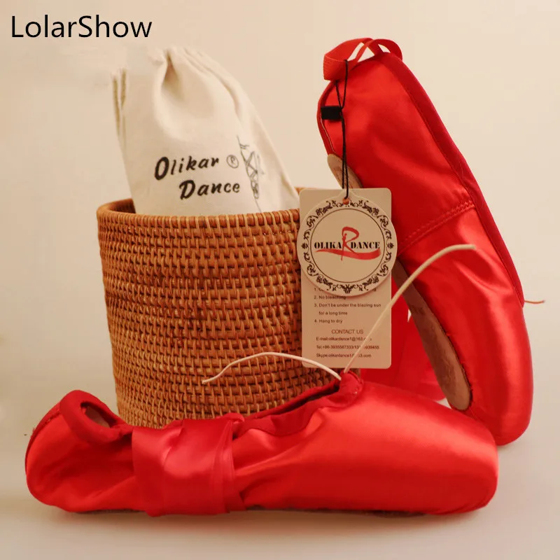 Red Ballet Pointe shoes Silky Satin Material Beautiful Colors