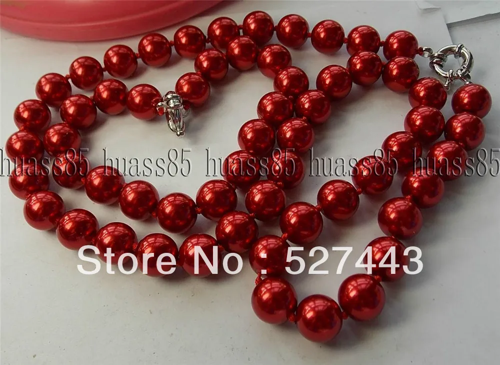 

Wholesale 10mm Red South Shell Sea Pearl Necklace Bracelet Set 18'' & 7.5'' (A0423)