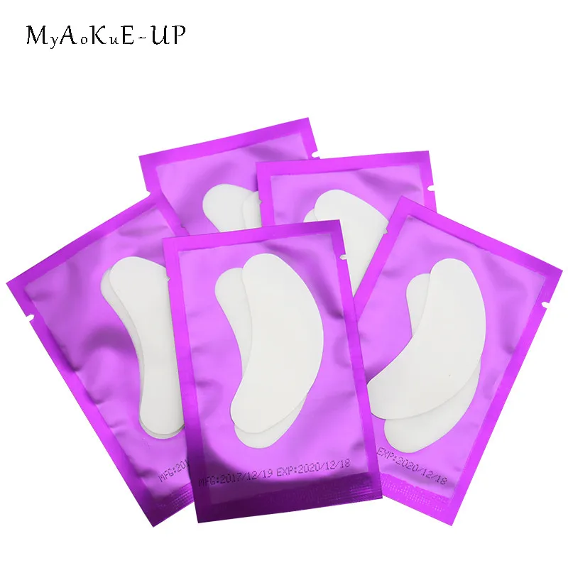 Gel Eye Pads Purple Packing 100 Pairs/lot Eyelashes Paper Patches Lash