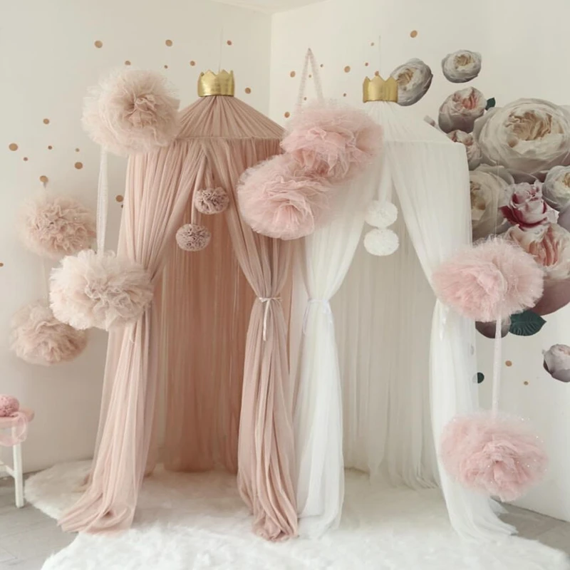 

25cm Baby INS Nordic Mosquito Net Big Yarn Ball Wall Kid's Room Decoration Round Ball Best Gifts For Baby Crib Photography Props