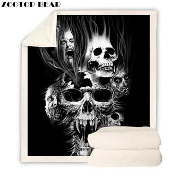 

New Popular Throw Blanket Adults Fashion Battaniye Bedding Plush Skull 3D Printed Soft Portable Quilt Office Brand Travel Picnic