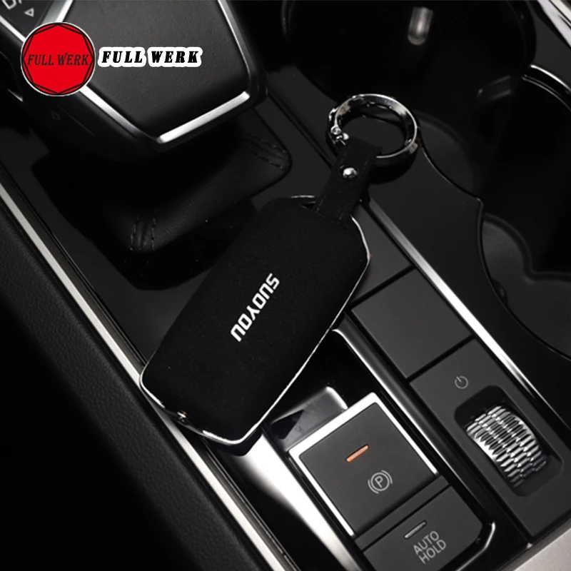 

1pc Fleece Leather Metal Car Key Case Cover Pocket for Touareg 19 Key Wallet Protector Car Styling Accessories