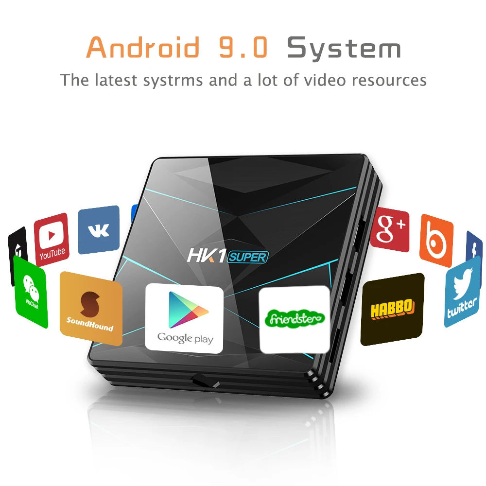 Bqeel HK1MINI + الروبوت 9.0 مربع التلفزيون الذكية RK3318 رباعية النواة 4G 64G 128G 4 K التلفزيون مربع 2.4G و 5 GHz WIFI BT4.0 جوجل لاعب تعيين كبار مربع
