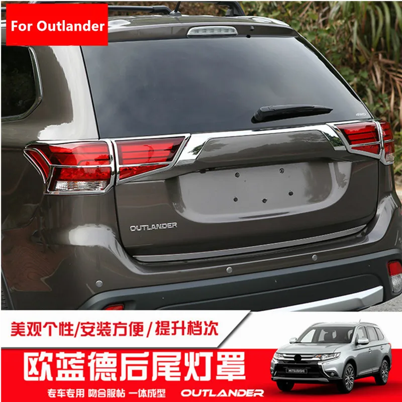 

For Mitsubishi Outlander 2013-2019 car body detector ABS Chrome trim back tail rear fog light cover lamp frame stick part 4pcs
