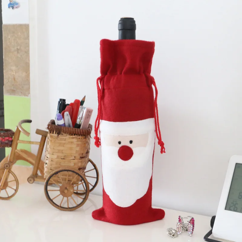 

Santa Claus Red Wine Bottle Cover Bags Gift Bags Champagne Wine Sets Santa Sack Decorations For Home