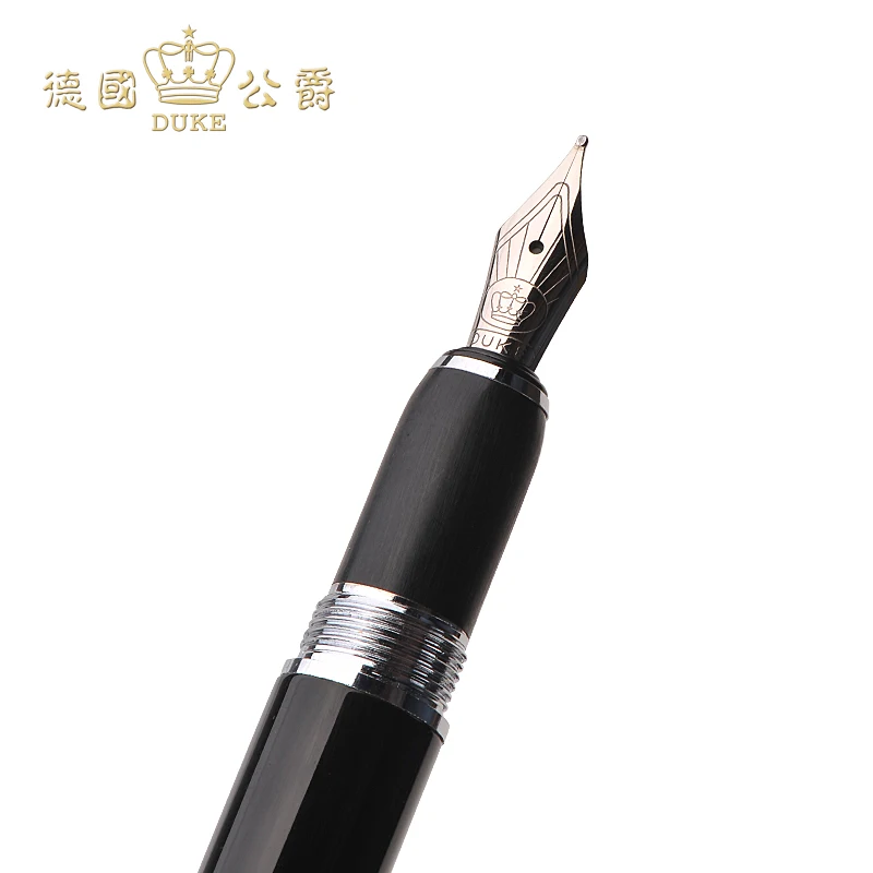 Новое поступление Duke 668 черный с серебряной клип авторучка Высокое качество Иридиум золотая ручка Бизнес подарок письма чернилами для