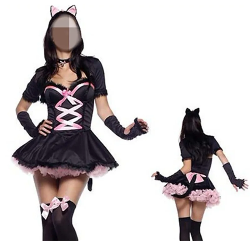 Сексуальные костюмы кошки для взрослых милые с плащом Необычные маскарадные костюмы для женщин Горячие вечерние костюмы кошек с мехом на Хэллоуин