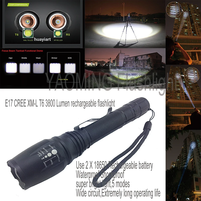 Тактический фонарь 3800LM CREE XML T6 светодиодный фонарик лампа перезаряжаемый linternas от