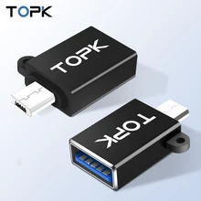 TOPK AL01 микро USB к USB OTG адаптер папа к USB 2,0 микро адаптеры-конвертеры для samsung Xiaomi huawei Android мобильных телефонов