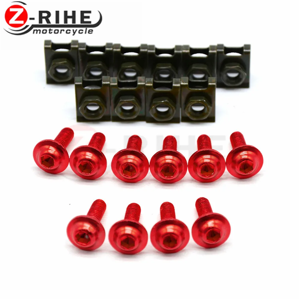 10X M5 Universal Motorcycle Fairing Bolts Spire Speed Fastener Clips Screw Spring Nuts For Suzuki Honda CB650 CBR1000RR
