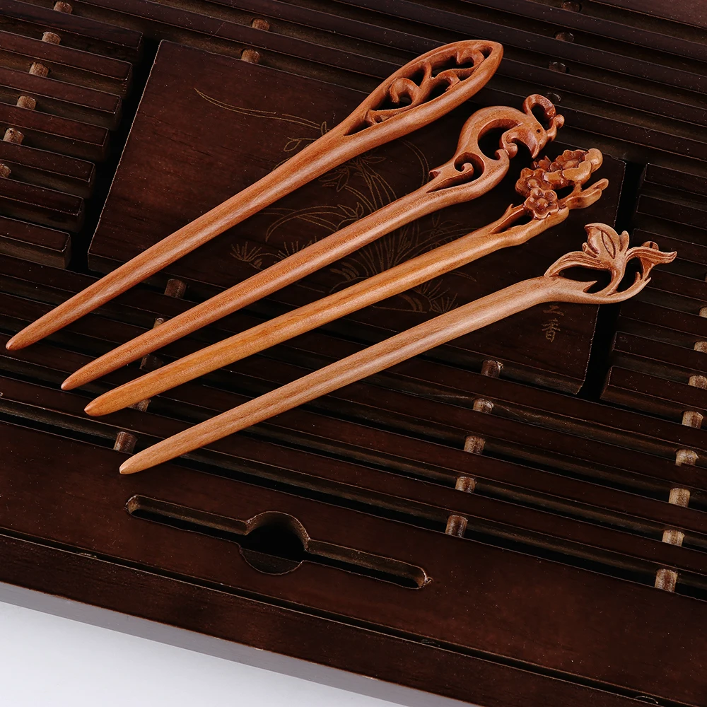 

1 Pc Retro wood Alloy Pearl Handmade Carved Chopstick Hair Stick Pin Wood Hair Stick for Women Lady Hair Accessories