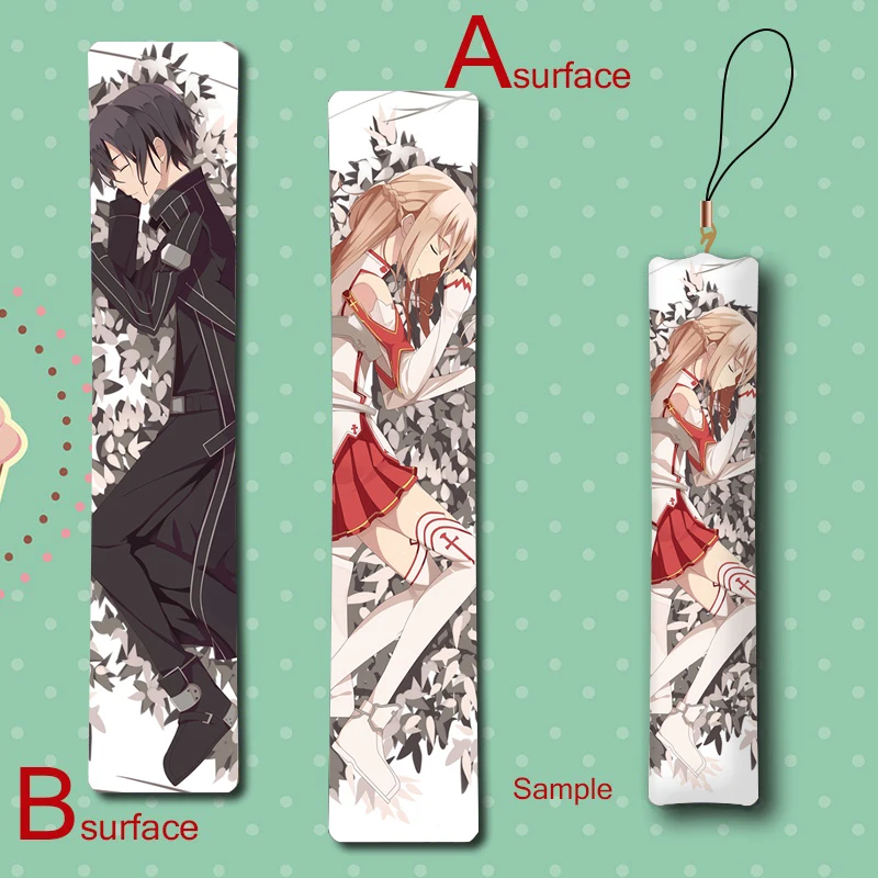 

Sword Art Online SAO Kirito & Asuna Anime Mini Dakimakura Keychain Pillow Hanging Ornament Phone Strap Gift