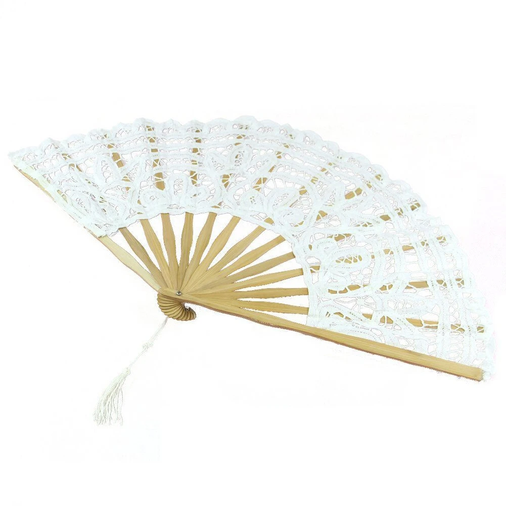 

Decoration Photography Handmade Folding Hollowed Out Dancing Props Lace Design Tassel Portable Hand Fan Bamboo Bone Accessories