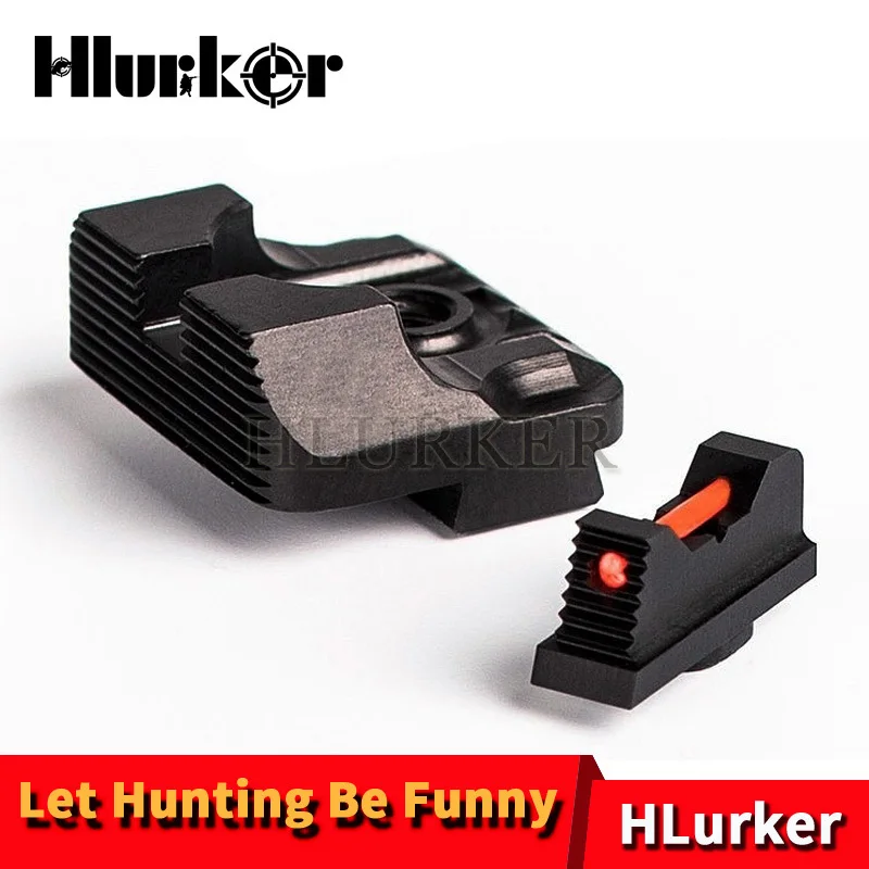 

Hlurker Tactical Hunting Airsoft Glock Accessories .230 Fiber Optic Front Rear Sights v3 Black for Glock
