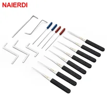 NAIERDI 17 Uds herramienta de cerrajero suministros clave eliminar roto Auto Extractor Set bloqueo selección Hardware Acero inoxidable DIY herramientas de mango