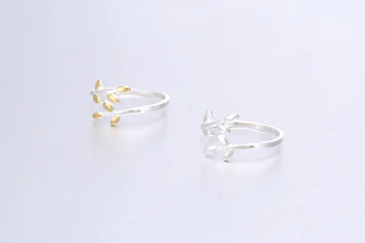 925 Sterling Silver Tree Leaf Open Rings For Women Forest Style Girl Hypoallergenic Sterling-silver-jewelry