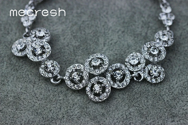 Mecresh роскошный серебряный цвет браслет кристалл круглый свадебные браслеты свадебные аксессуары SL024