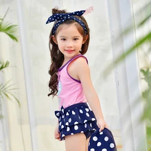 Новинка года, купальный костюм из двух предметов для девочек, детский купальник с бантиком, розовый, синий, однотонный, милый детский летний купальник для девочек, пляжная одежда для плавания