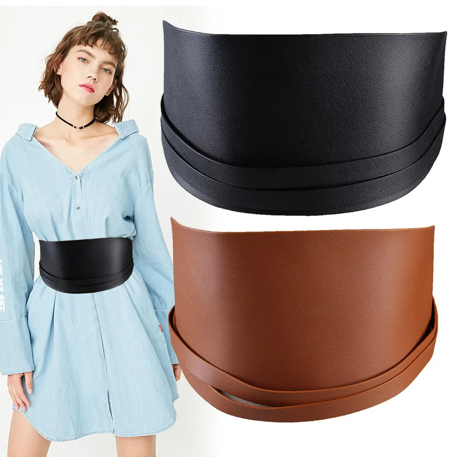 

Extra Wide Girdle Shirt Snap Button Cool Fashion Dress Accessories Plastic Waist Belt Ms Belt Long Shirts Cummerbunds
