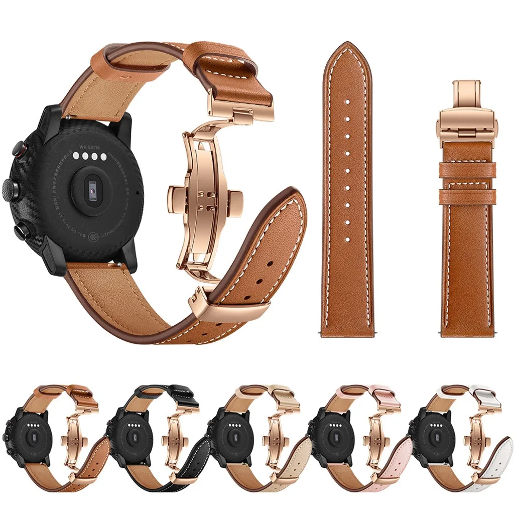 

SmartWatch Smart Watch Strap Smartband mi band Butterfly buckle Leather Wrist Watch Straps Band For AMAZFIT 2/2S 22MM Wristband