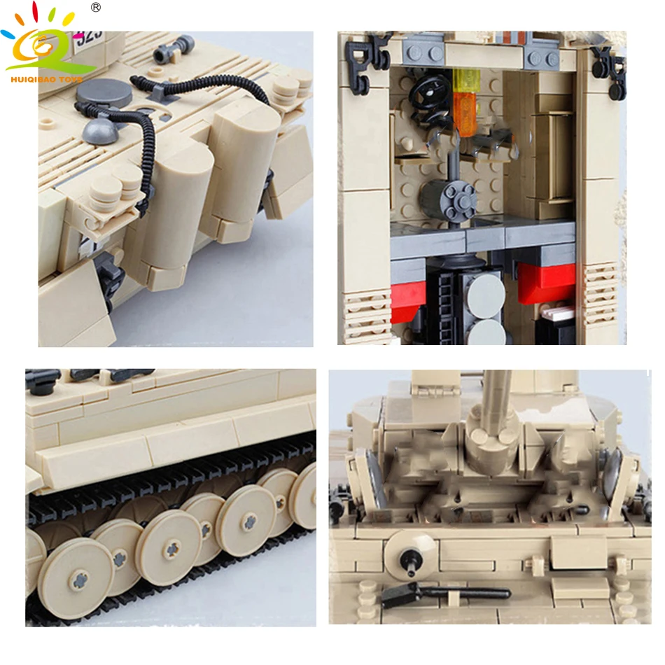  HUIQIBAO 995pcs Military German King Tiger Tank Building Block Legoing Tank Soldier Figure Bricks E