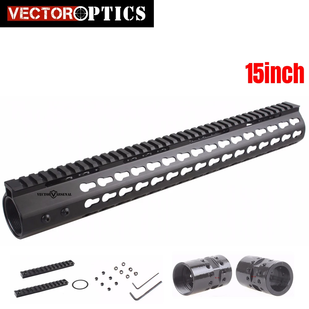 

Tactical .308 Slim Free Float KeyMod 15 Inch High Profile Handguard Picatinny Rail Mount Bracket Steel Barrel Nut fit AR10 308