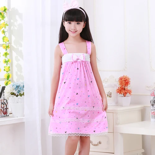Baby Girls Sleepwear Dress Kids Print Bow Nightgown Summer Braces