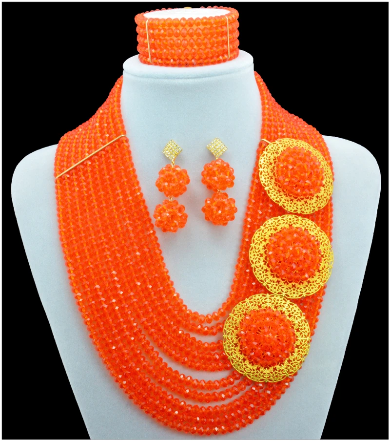 

2016 uk Hot selling 13 color Nigerian Wedding bridal African BeadsJewelry Set statement big chunky Necklace / Earrings for women