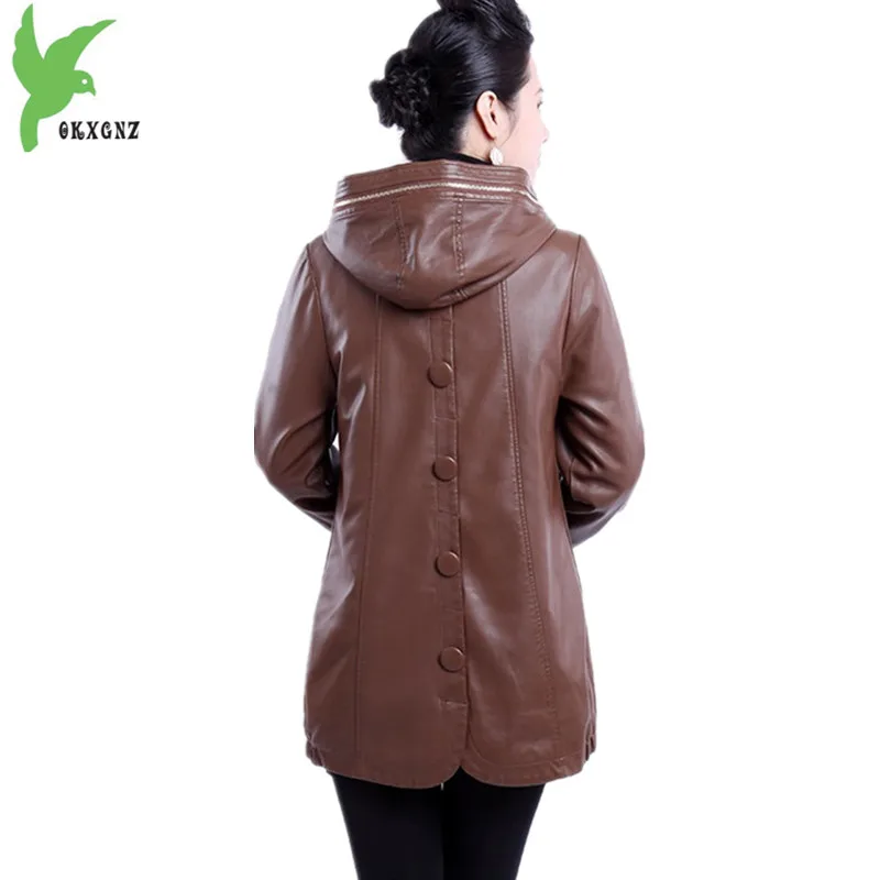 Vestes Capuchon Hiver La Plus À Cotton Le Femmes Automne Okxgnz1163 Moyen Manteaux Wine black Cotton Veste red Pu Taille Wine Coton black 6xl Chaleur D'âge Cuir Red brown brown En Cotton qUawPUxdr