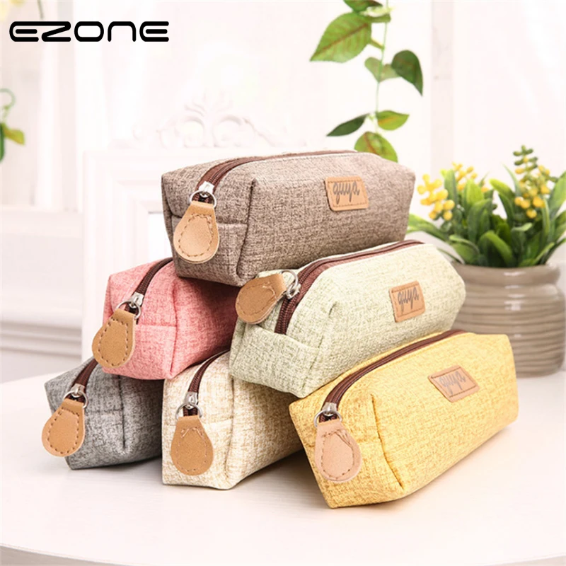 

EZONE 1PC PU Sipmle Style Pencil Bag Boys Girls Solid Color Pencil Case Cute Pencil Case Korean Stationery Supply 21*5.3cm