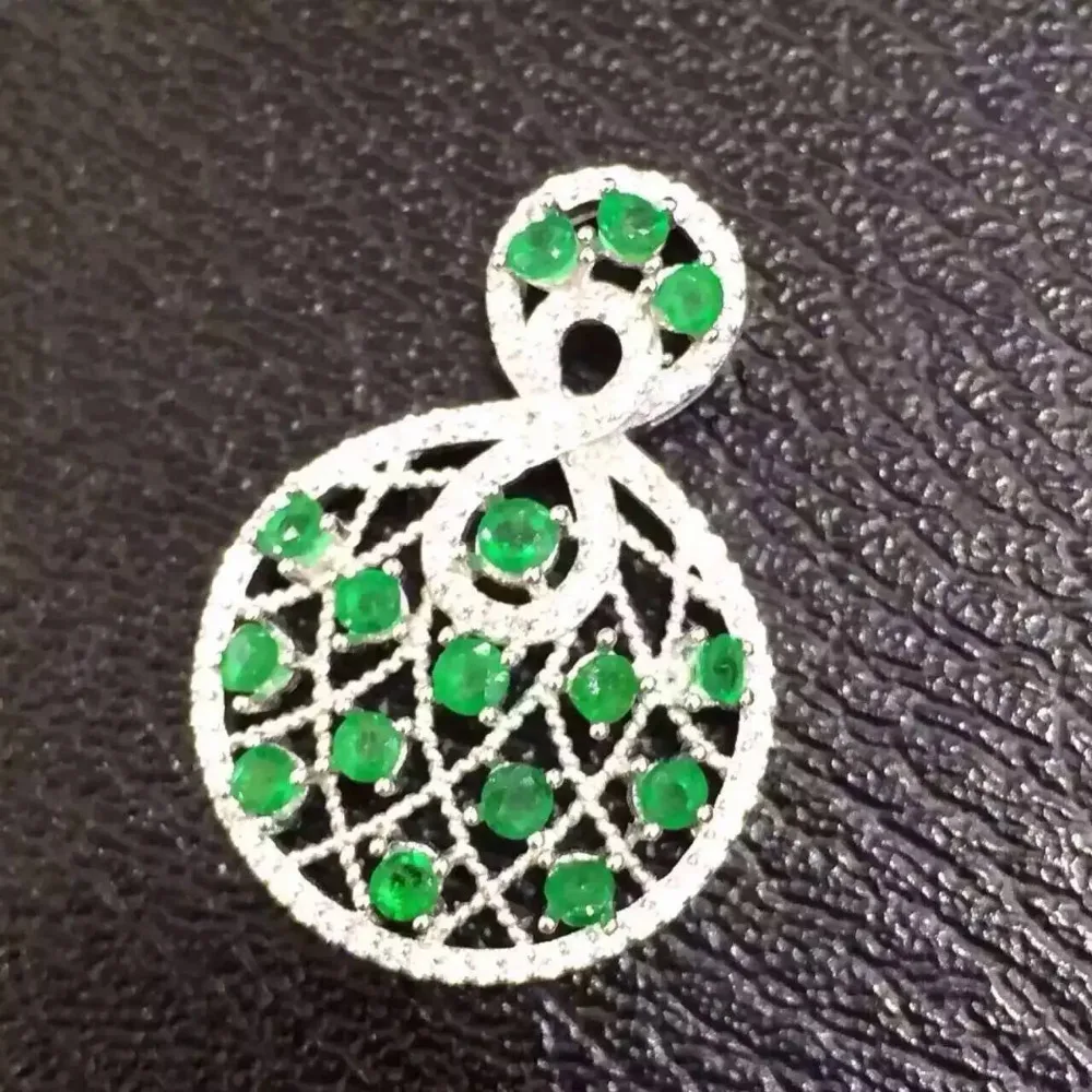 Natural green emerald font b pendant b font S925 silver Natural gemstone font b Pendant b